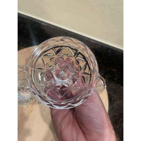 Crystal Sugar Bowl and Creamer Set with toothpick holder - Picture 5 of 9